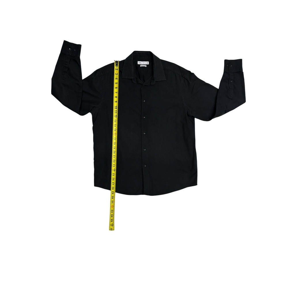 Zara Man Mens Regular Fit Long Sleeve Dress Shirt Black  Mens X-Large - Picture 3 of 7